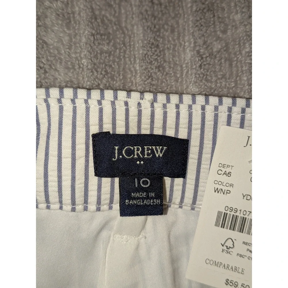 J.‎ Crew 3 1/2 Inch Seersucker Stripe Shorts Size 10 Blue White NWT $ 60
